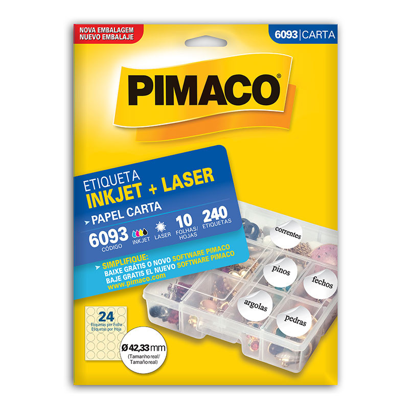 Etiqueta inkjet/laser carta 6093 com 10 folhas Pimaco em Oferta na Shopee