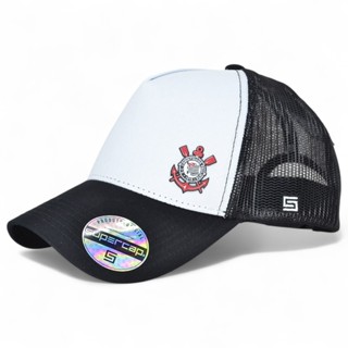 Boné Corinthians Trucker Aba Curva Licenciado Oficial em Oferta na Shopee