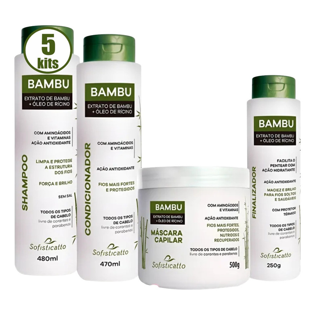 5 Kit Bambu Sofisticatto Cosméticos Crescimento Atacado