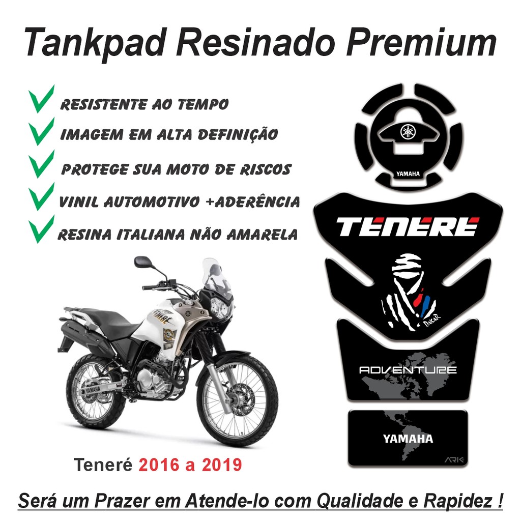 Adesivo Protetor de Tanque Tankpad E Bocal 3d Resinado Moto Yamaha Tenere 250 2016 a 2019