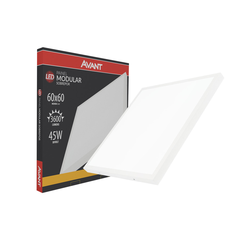 Painel Led Aluminio 45w 3000k Branco Quente Sobrepor Quadrado Bivolt Branco Avant em Oferta na Shopee