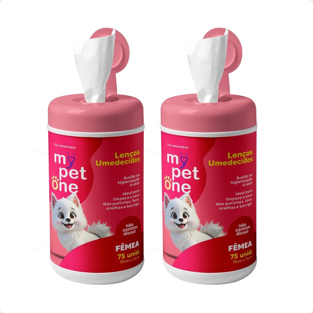 Kit 2 Lenço Umedecido Cão e Gato Fêmeas Mypetone - 150 Unidades