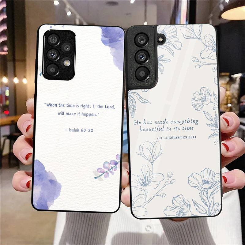 Jesus Deus Versos Da Bíblia Cristã Salmo 07 Capa De Telefone De Vidro Para Samsung Galaxy A14 A16 A30 A22 A32 A33 A34 A4