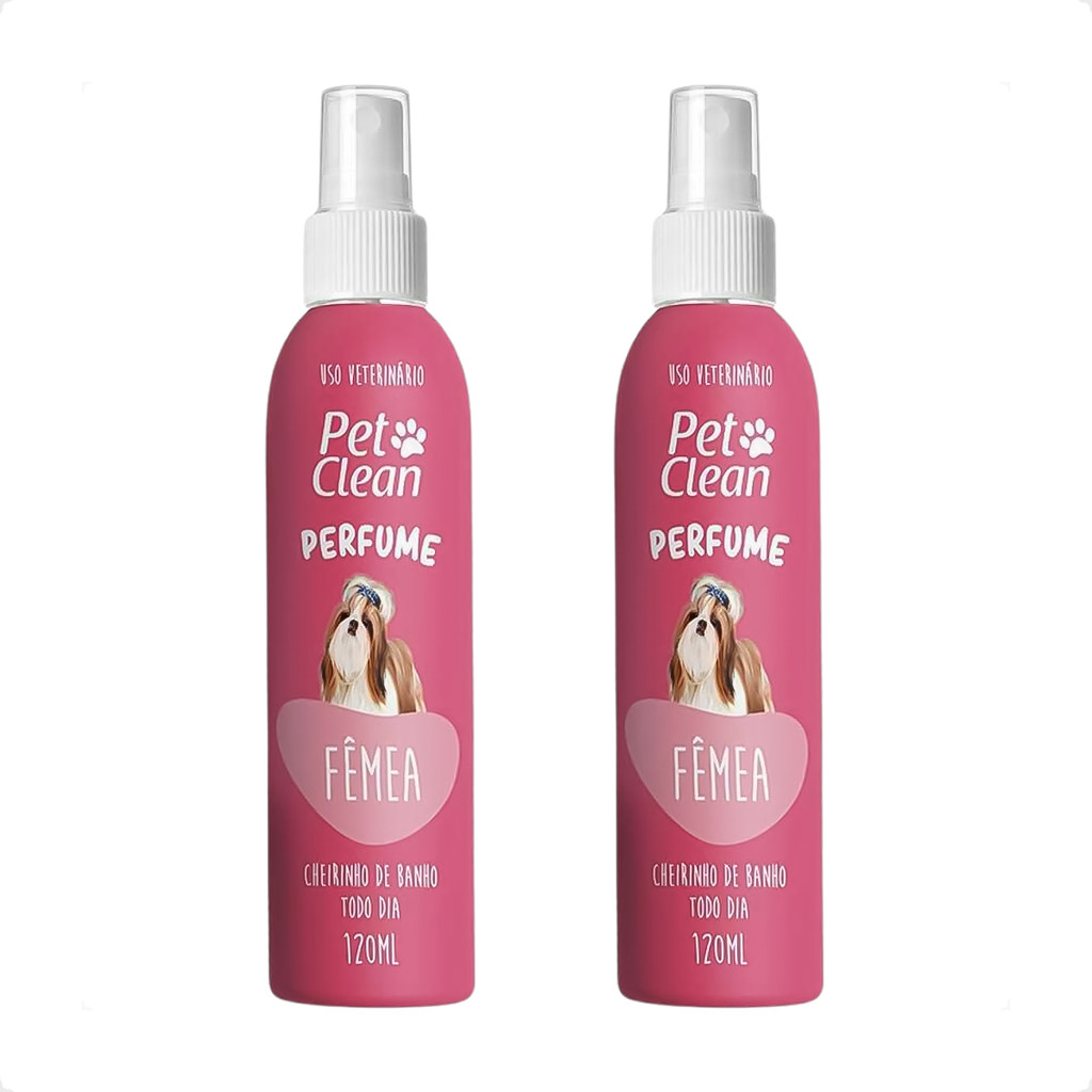 Kit 2 Perfume Pet Clean Fêmea para Cães e Gatos - 120ml em Oferta na Shopee