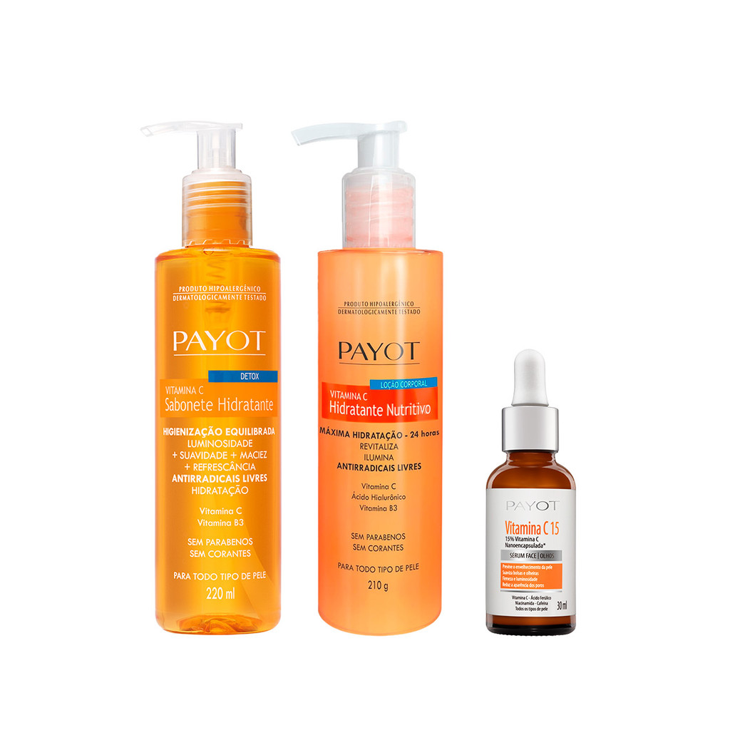 Kit Sabonete Facial + Hidratante + Sérum C15 Vitamina C Payot em Oferta na Shopee