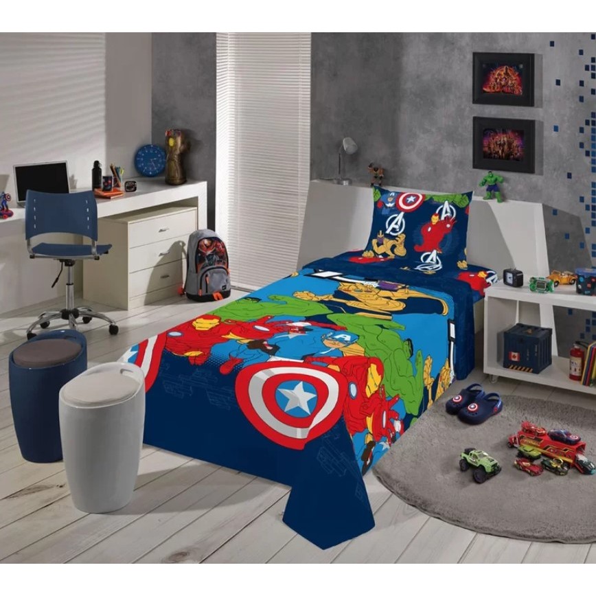 Jogo de Cama Solteiro Infantil Microfibra 3 peças - Avengers