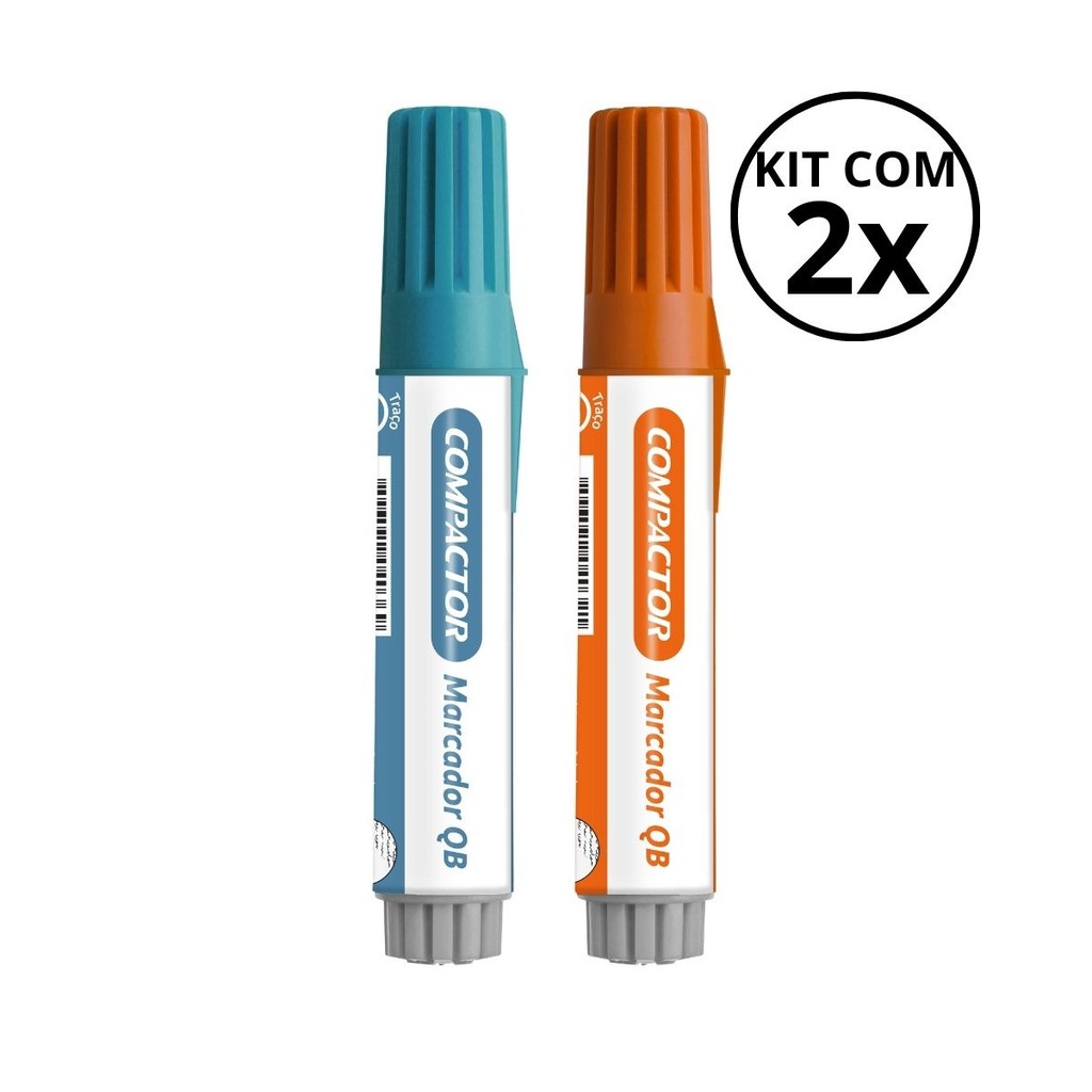 Kit com 2 Marcadores Para Quadro Branco - COMPACTOR COR:LARANJA + TURQUESA em Oferta na Shopee