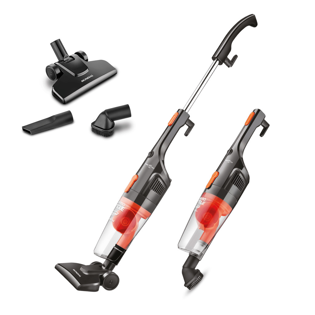 Aspirador de Pó Vertical 2 em 1 Mondial Turbo Cycle  Preto e Laranja 1100W AP-35