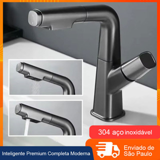 Torneira Cozinha Gourmet Inox Aço 304 de Bancada Monocomando Cinza Com Spray Flexível Misturador em Oferta na Shopee