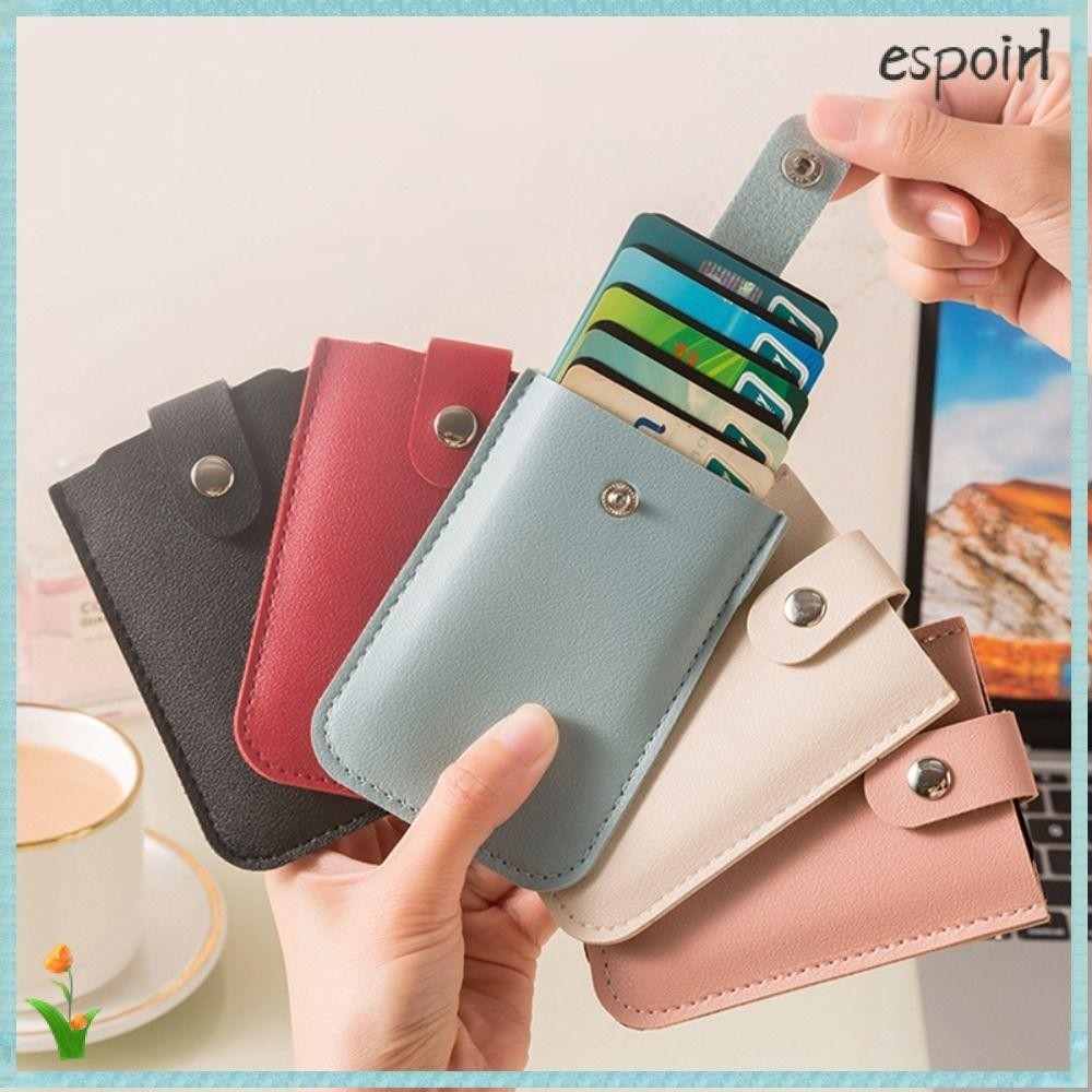 Porta-Cartão Carteira De Identificação 5 Bolsos Tipo Mini Carteira De Cartão Couro PU Moderno Laminado Oculto