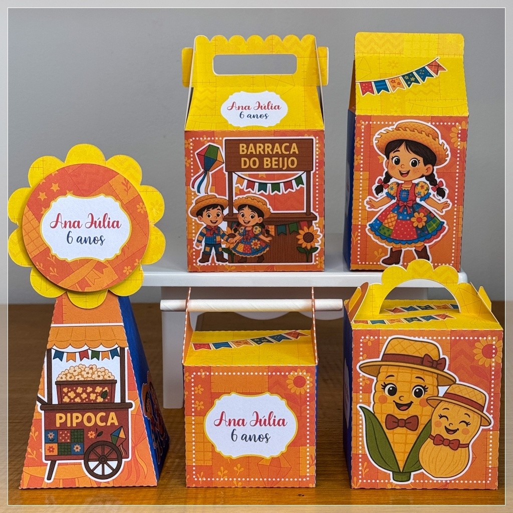 KIT FESTA JUNINA MENINA - PEGUE MONTE -CAIXINHAS PERSONALIZADAS - LEMBRANCINHAS INFANTIL