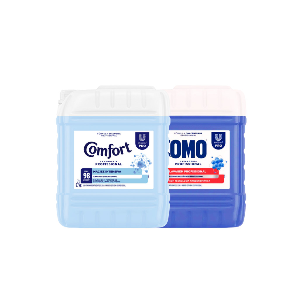 Lava Roupas Lavanderia Pro Omo 7L + Amaciante Comfort 7L