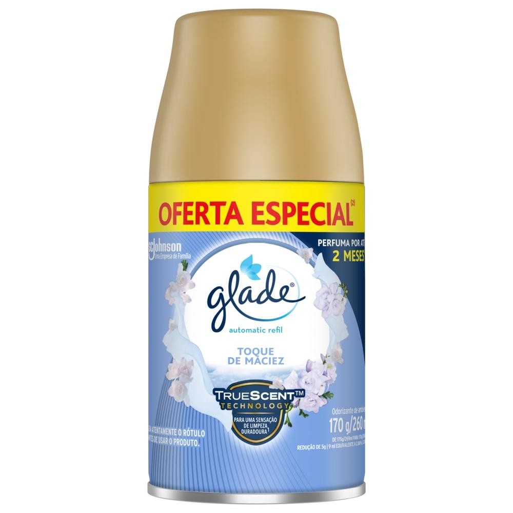 Odorizador de Ambiente Glade Toque de Maciez Automatic Refil 260ml Grátis 20% - Home & Living