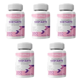 Kit 5 Polivitamínico Gestante PoliMais 300 Cápsulas – Rico em Ácido Fólico