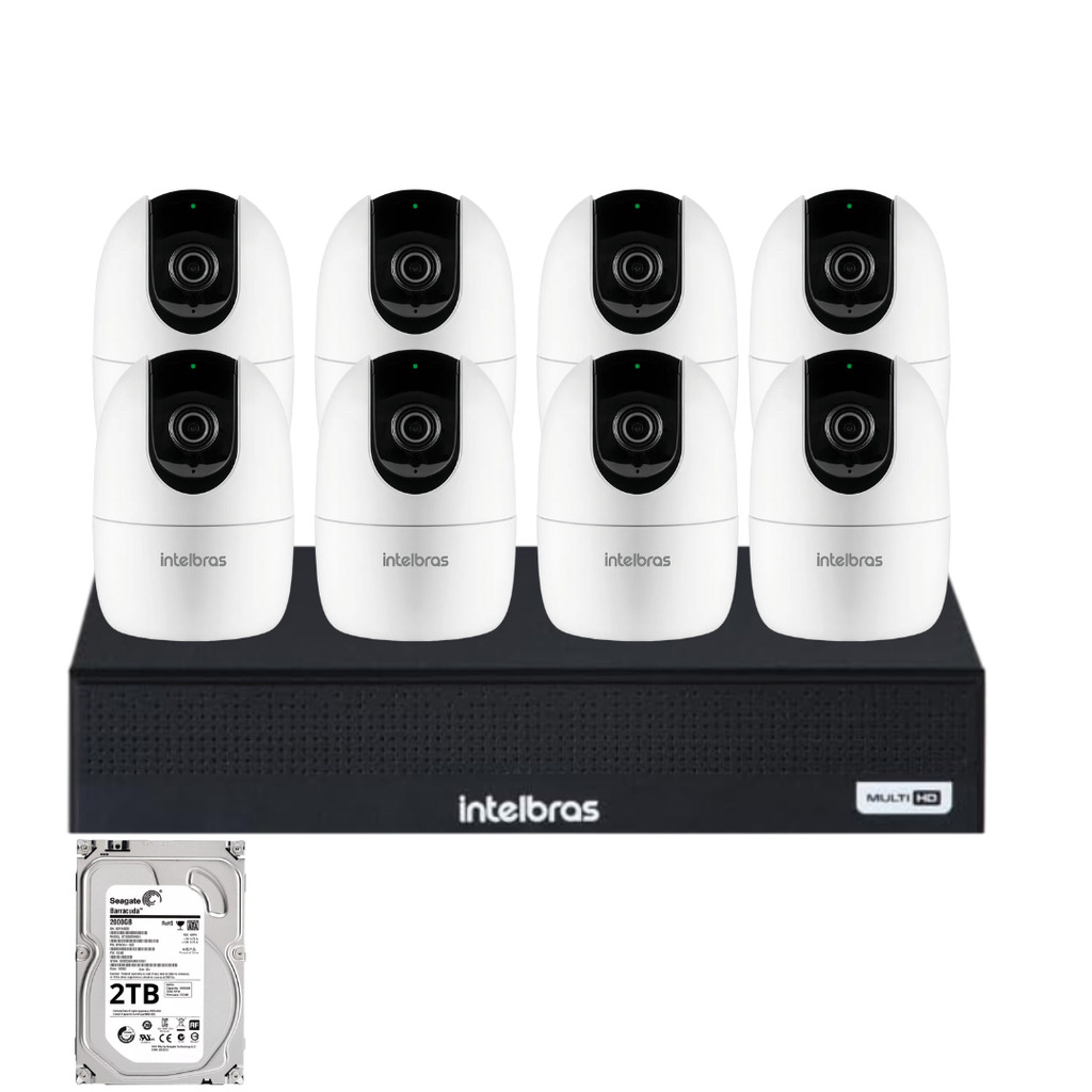 Kit 8 Câmeras Full HD Im4 C Intelbras  Nvd 1408 Intelbras Com 8 Canais Com Hd 2tb Instalado