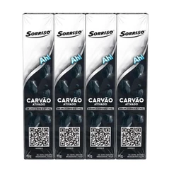 Creme Dental Sorriso Carvão Ativado 4 unidades de 90g