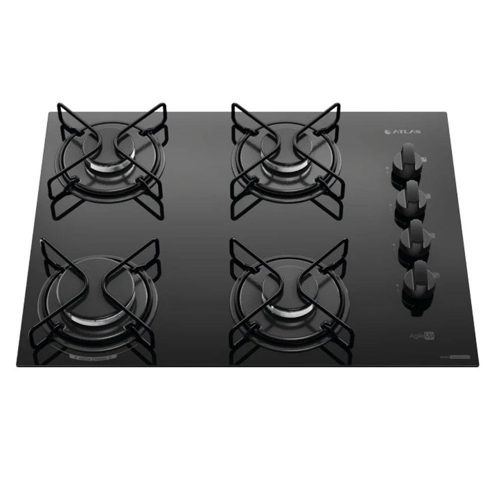 Cooktop 4 Bocas A Gás Atlas Agile Up Mega Chama Preto