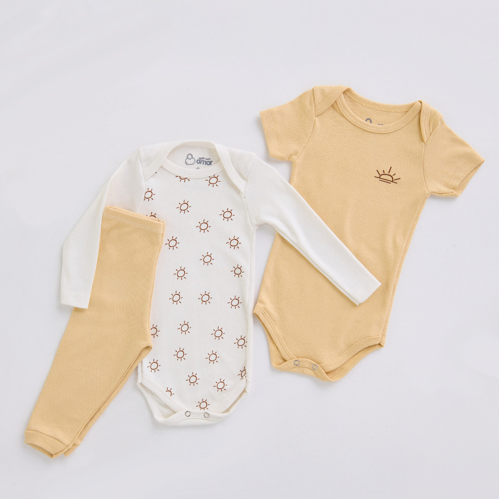 Kit Body Bebê 3 Peças para bebê Conjunto de Bebê Raio de Sol
