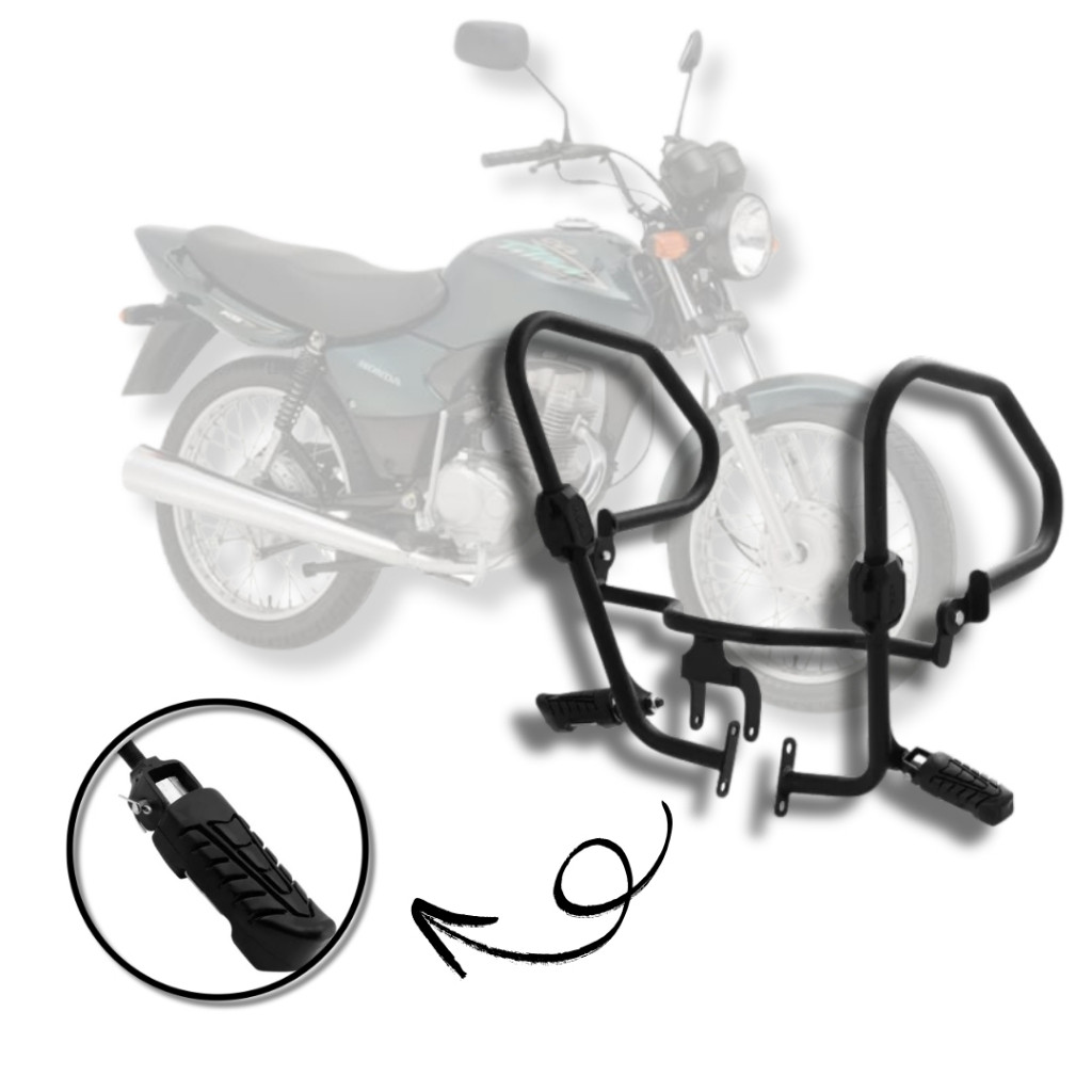 Protetor Com Pedaleira De Tanque Para Titan 125 2000 2001 2003 2004 e Fan 125 2004 2005 2006 a 2008