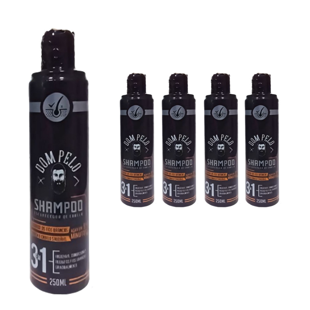 Kit 4 Shampoos Escurecedores Dom Pelo 250ml - Reduz Fios Brancos - Pronta Entrega, Envio Imediato