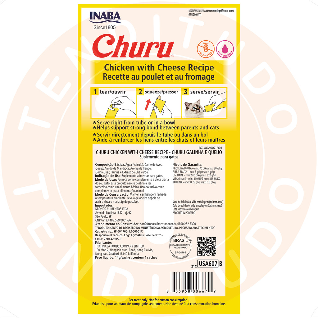 Petisco Gatos Churu Sabor Frango Queijo 24 Sachês - 336g — imagem 2 de 2