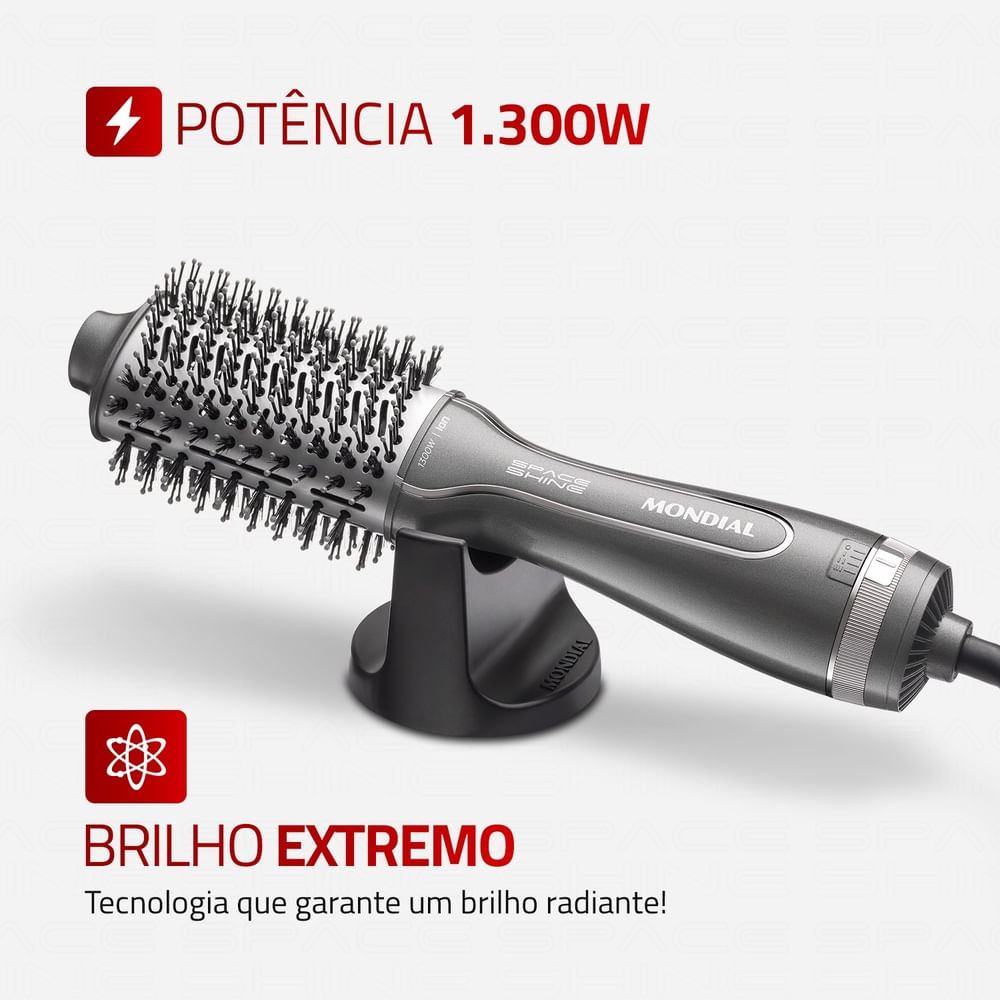 Escova Secadora Space Shine Mondial Grafite 1300W ES-20 em Oferta na Shopee