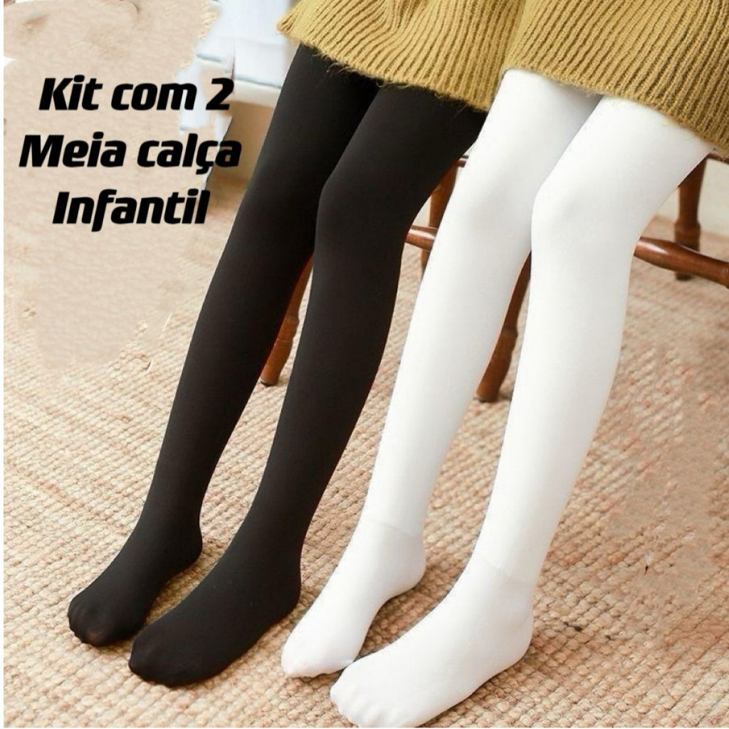 Kit 2 Pares Meia calça infantil Frio Inverno Para Menina Menino