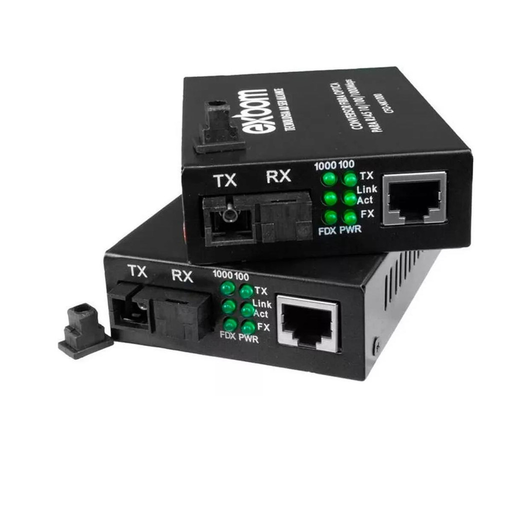 Conversor de Fibra para Rede RJ45 CF0-NK1000-A/B Exbom Internet 5km distância