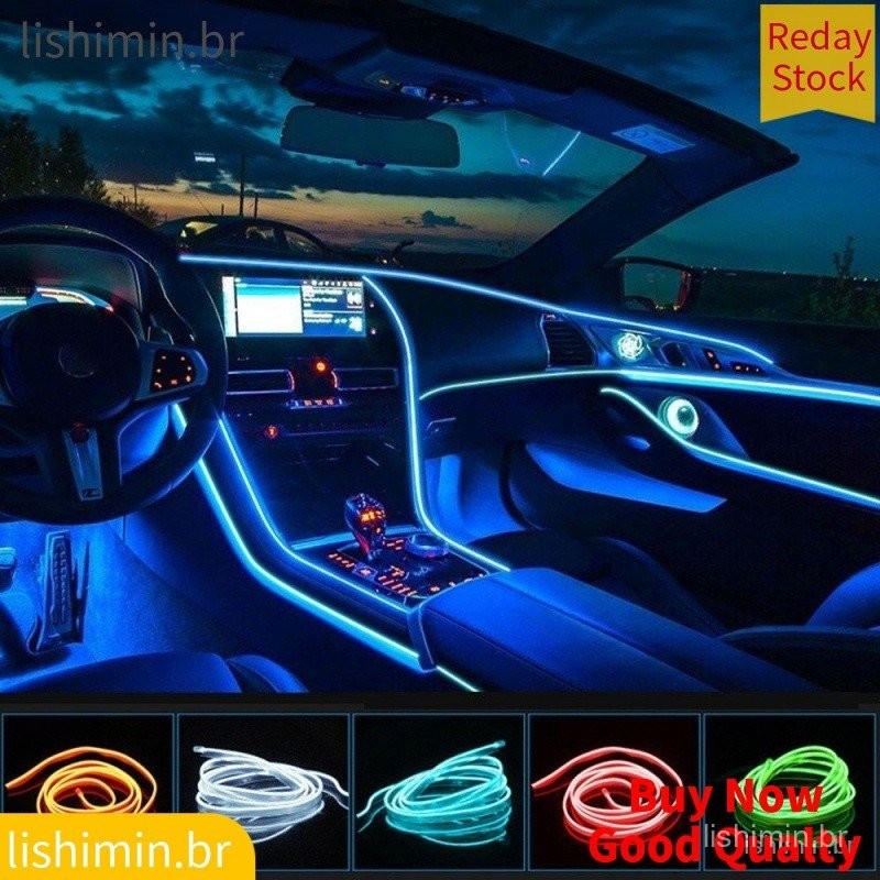 Fita fio cores 1/2/3/5 Mts led neon fibra otica Painel carro Cores em Oferta na Shopee