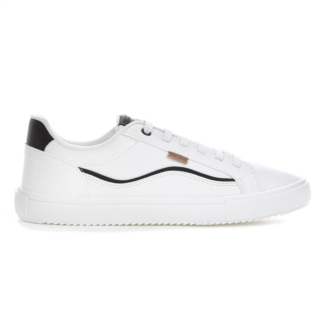 Tênis Anacapri Detalhe Onda Branco e Preto - Feminino