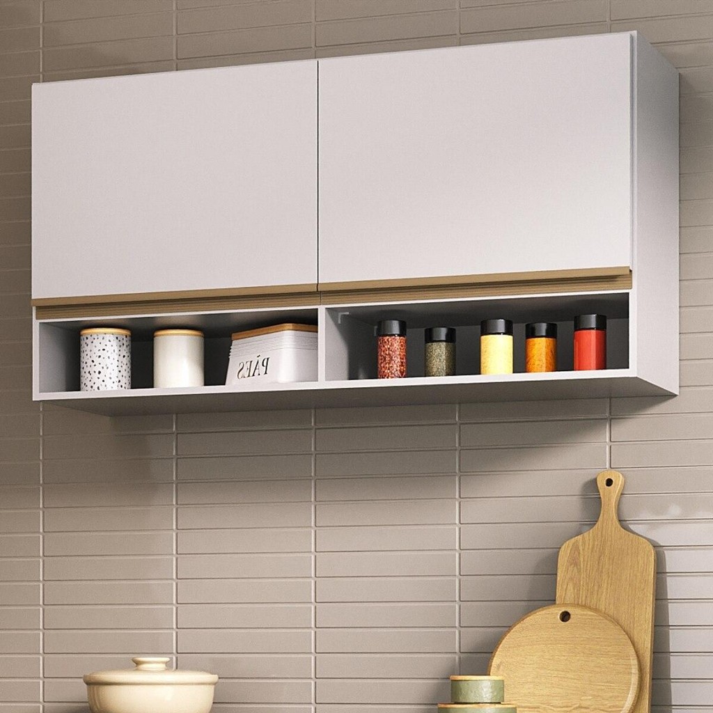 Armário de Cozinha Aéreo 105cm 2 Portas e Nichos Veneza Multimóveis MP2259 em Oferta na Shopee