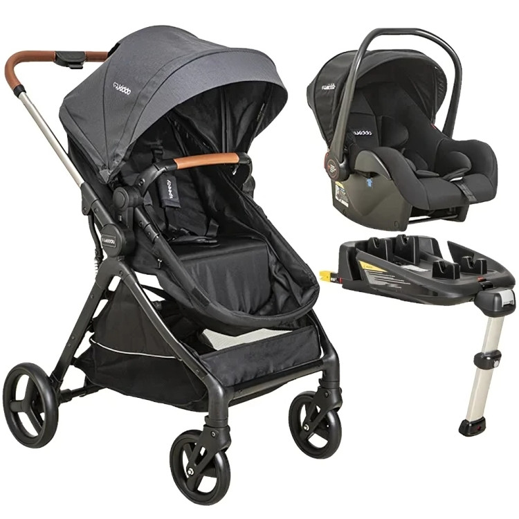 Carrinho de Bebê Speedy Com Bebe Conforto E Base Isofix Melange Grafite - Kiddo