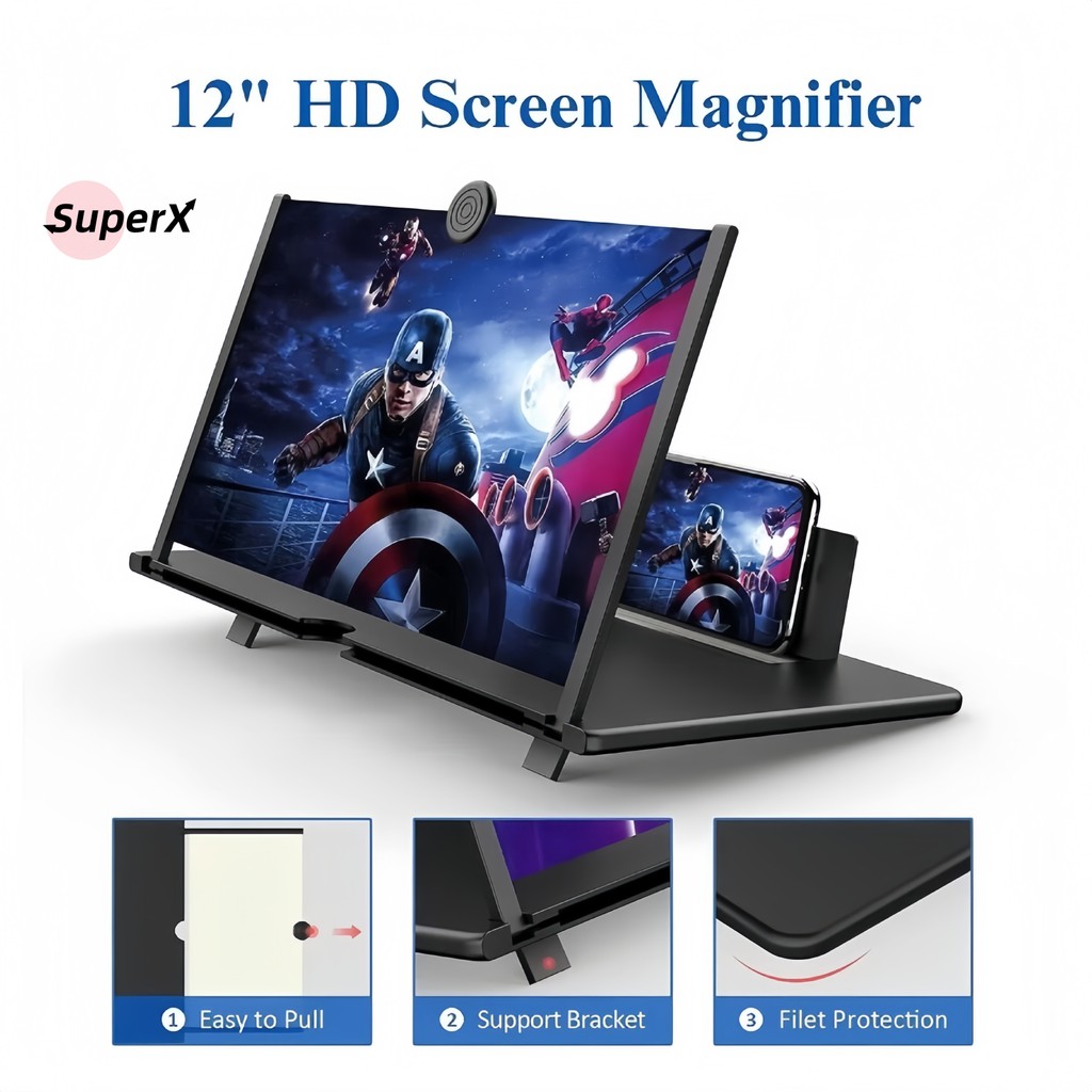 【Experiência IMAX Portátil】Ampliador de Tela Dobrável 12 Polegadas | Ideal para Jogos, Aulas Online e Trabalho