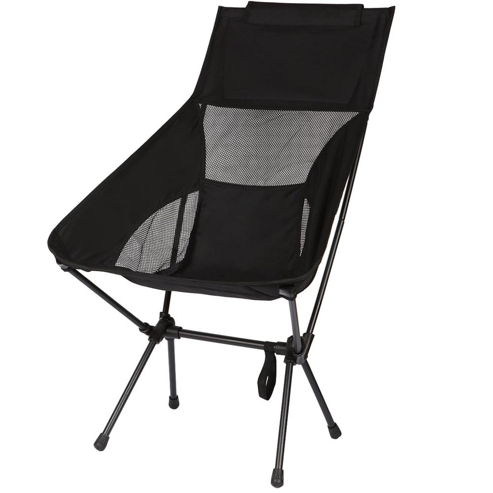 Cadeira dobrável ultraleve (Preta) com encosto para pesca, acampamento, jardim, praia e churrascos