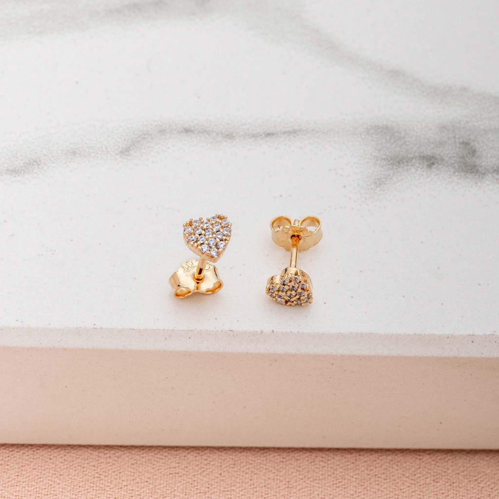 Brinco Infantil Coração Pequeno Banhado Ouro, Semi Joia