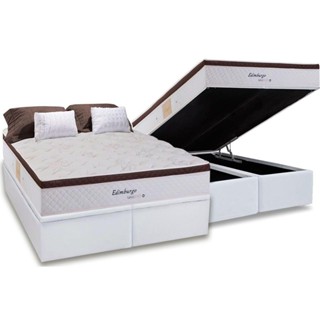 Conjunto Box Baú Queen: Colchão Molas Herval Maxspring Edimburgo + Base CRC Courano White (158x198) em Oferta na Shopee