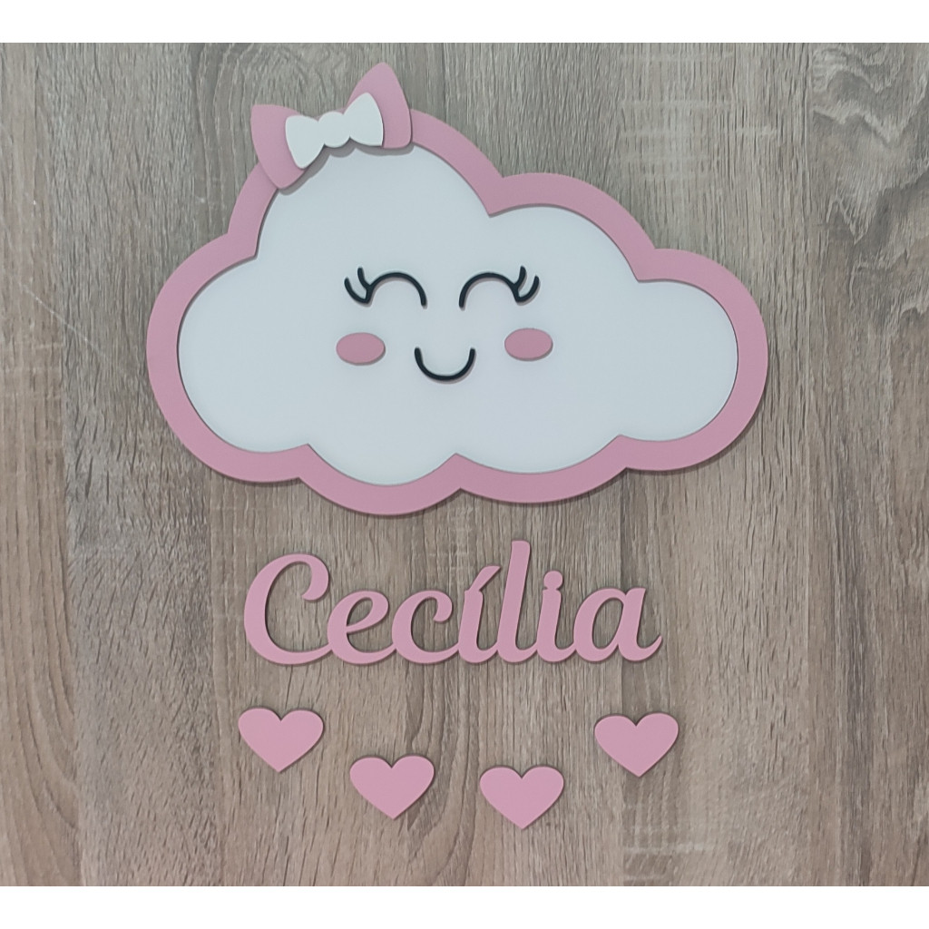Porta Maternidade menina Guirlanda enfeite de porta Mdf Personalizada chuva de bênçãos nuvem