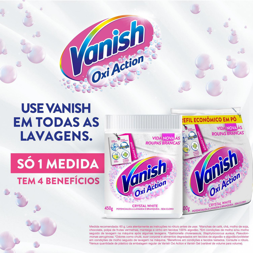 Detalhes do Tira Manchas Pó Vanish Roupas Brancas Refil Econômico 1Kg