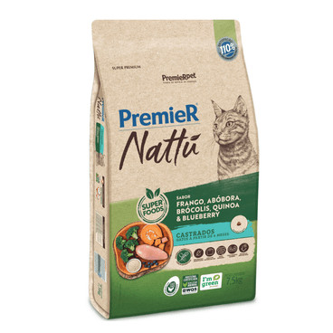 PREMIER NATTU GATO CASTRADOS FRAN/ABOB/BROC/QUINOA 1,5KG