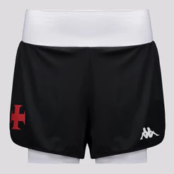 Shorts Kappa Vasco Supp Color Feminino Preto e Branco