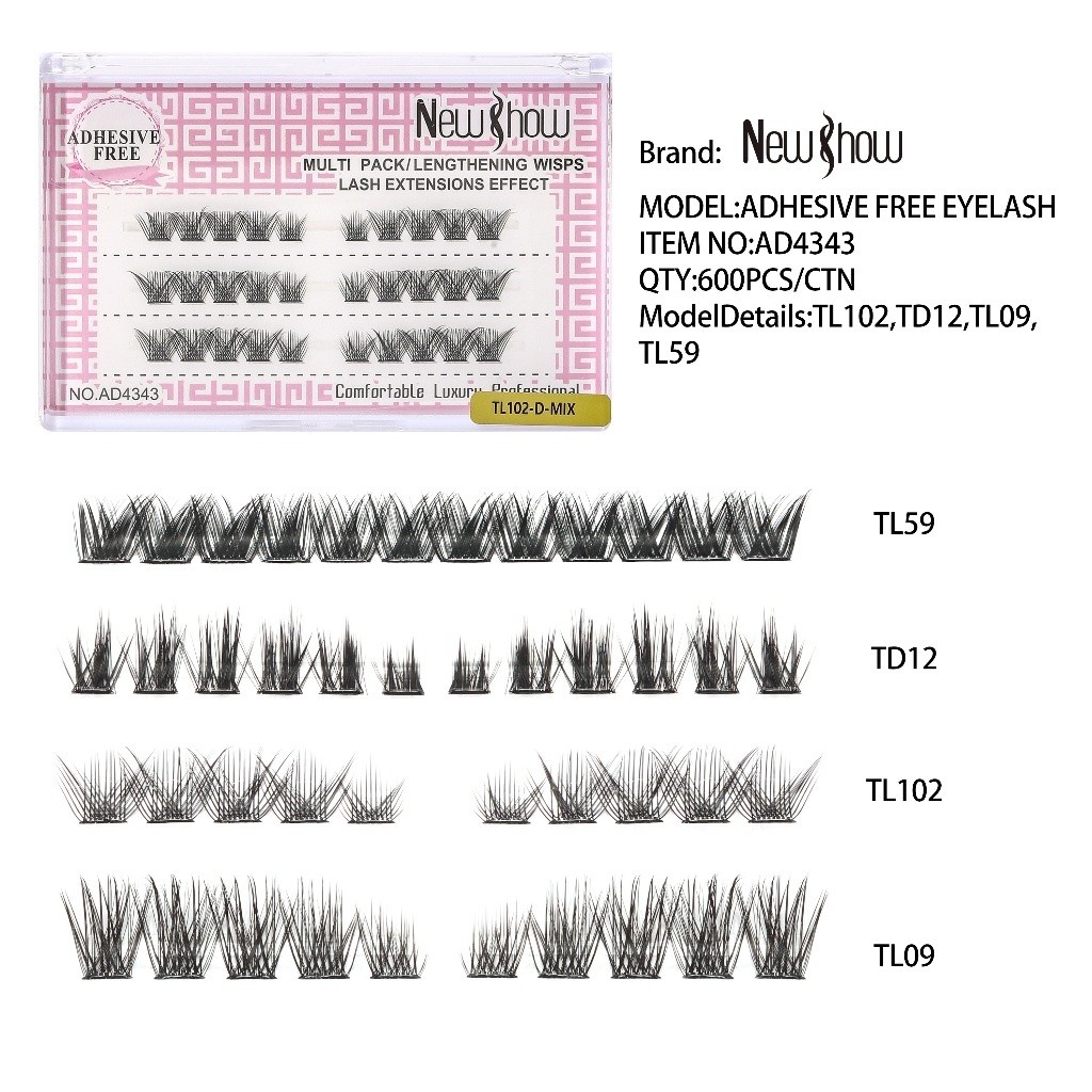 NewShow Cílios Tufos Sem Nó ADHESIVE FREE Extensão de Cilios Alongamento/PACOTE MÚLTIPLO - Beauty