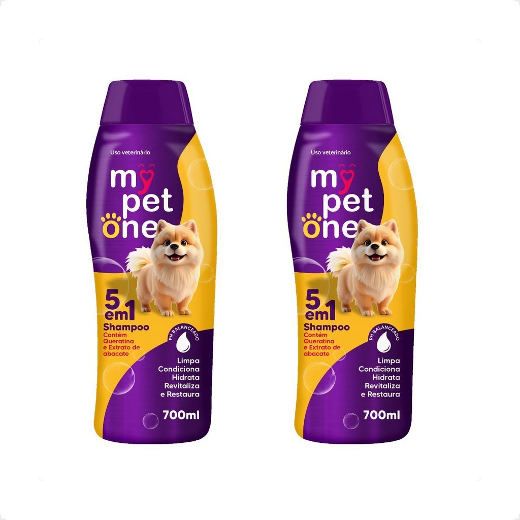 Kit 2 Shampoo 5 em 1 Mypetone Cães e Gatos - 700mL em Oferta na Shopee