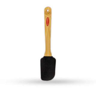 Espátula Silicone Reta Cabo Bambu 25cm Preto Alumínio Utensílio Cozinha Oliveira em Oferta na Shopee