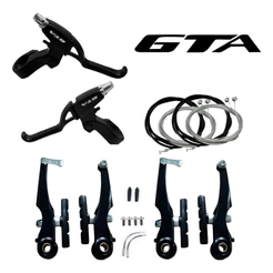 Kit Freio V-brake Para Bicicleta Bike Com Manete Alumínio Cabos Completo GTA