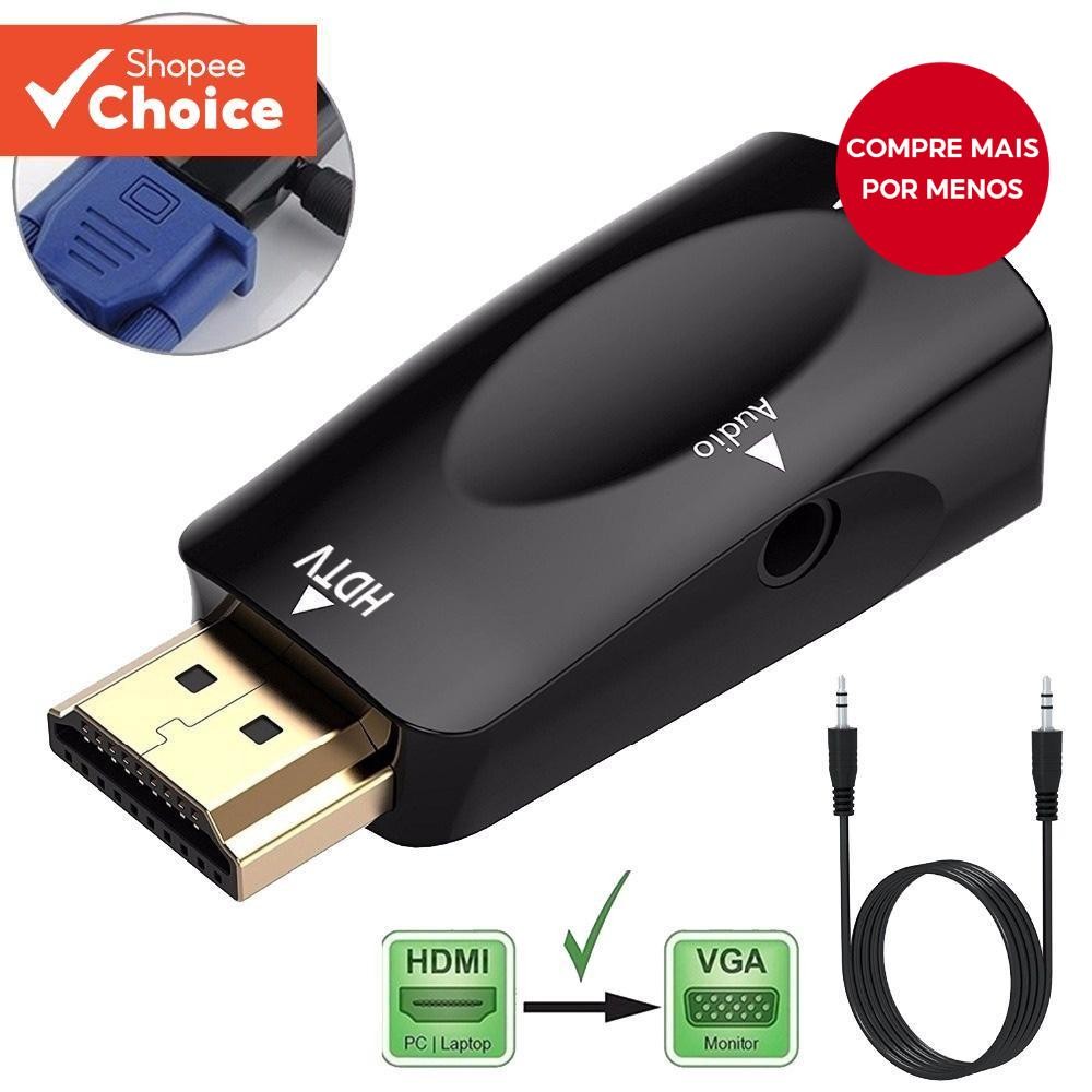 Adaptador HDMI Para VGA 1080P Conversor De Áudio Digital Vídeo Analógico Xbox360 PC Portátil Projetor De TV Box Aitemi