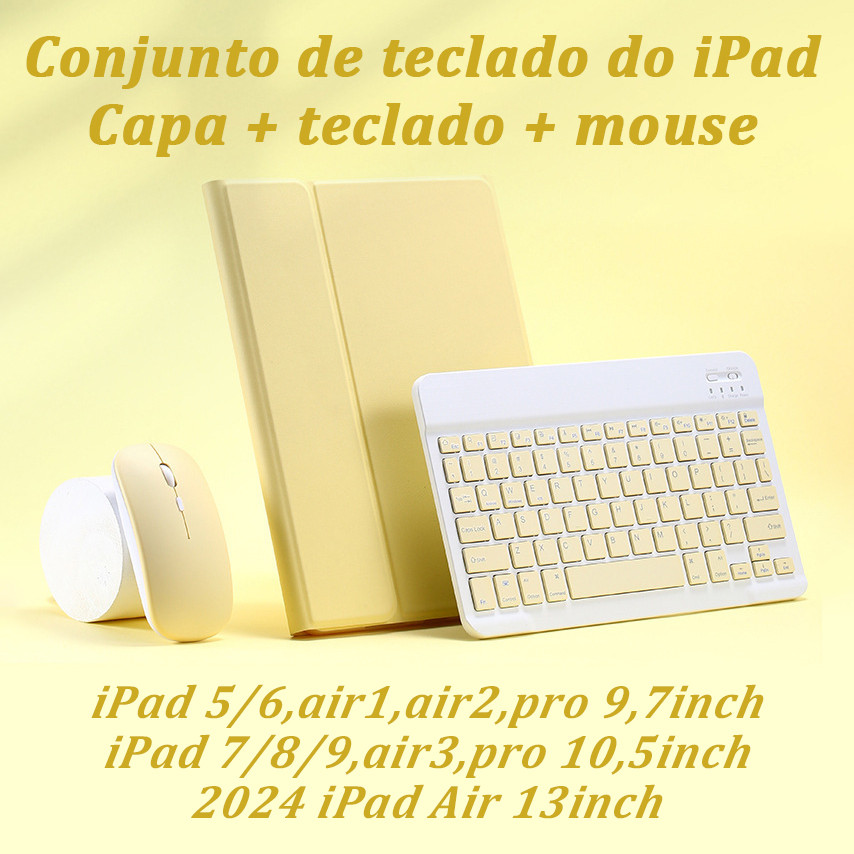 Capa com Teclado e mouse Para iPad 5 6 7 8 9 Geração, air 1/2/3, air 13, ipad pr