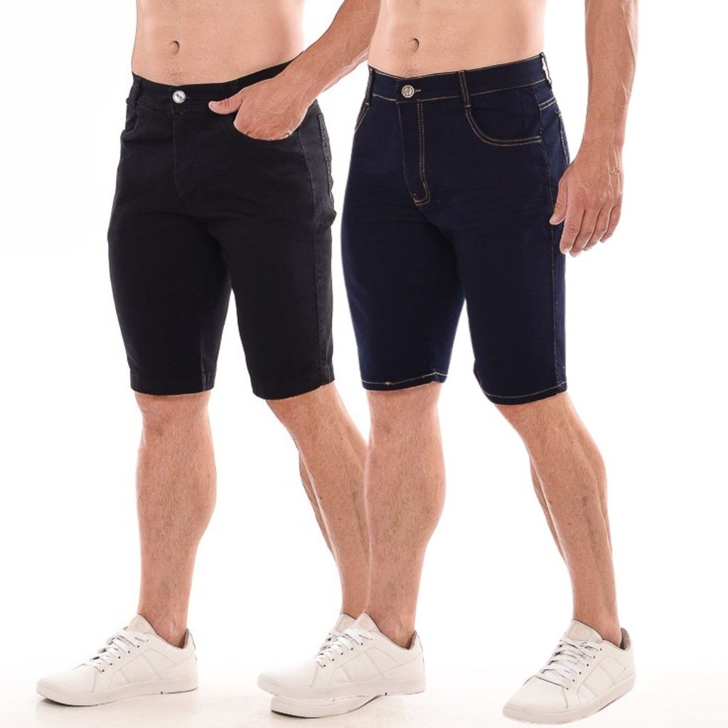 Kit 2 Bermuda Jeans Masculina Moda Elastano Moda Clássica