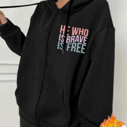 Blusa Moletom Algodão Inverno Ziper Frase Quem é Bravo é Livre Flanelado Quentinho Confortavel