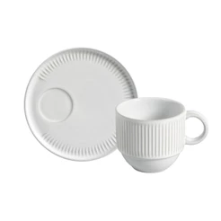 Conjunto com 6 Xícaras de Chá Empilhável com 6 Pires Linhas New White 230ml