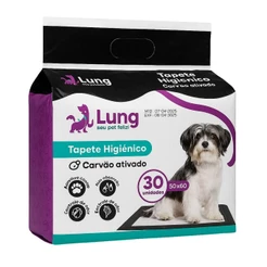 Tapete Higiênico 50x60cm 30 Unidades Carvão Ativado para Cachorro Pet Gel Absorvente Anti Odor